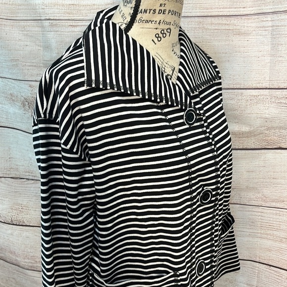 Elliott Lauren Get In Line Knit Jacket Raw Edge Seaming Size XS Black/White - Picture 5 of 13